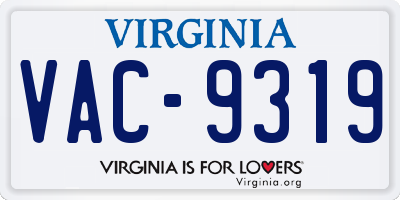 VA license plate VAC9319