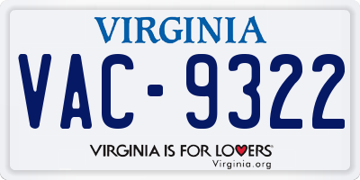 VA license plate VAC9322