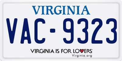 VA license plate VAC9323