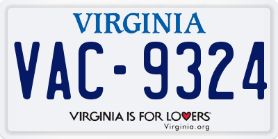 VA license plate VAC9324