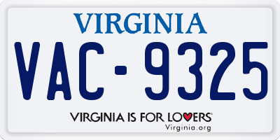 VA license plate VAC9325