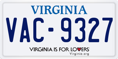 VA license plate VAC9327