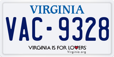 VA license plate VAC9328