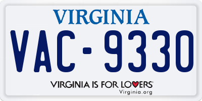 VA license plate VAC9330