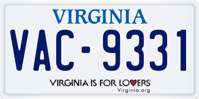 VA license plate VAC9331