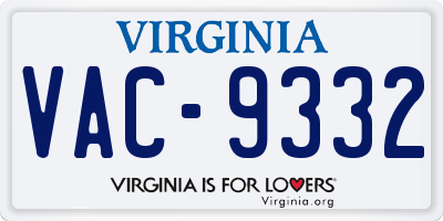 VA license plate VAC9332