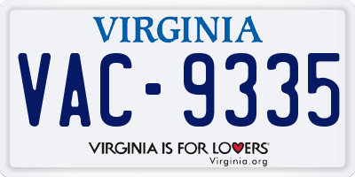VA license plate VAC9335
