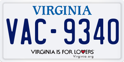 VA license plate VAC9340