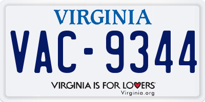 VA license plate VAC9344