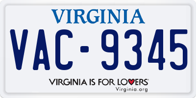 VA license plate VAC9345