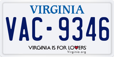 VA license plate VAC9346