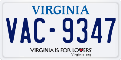 VA license plate VAC9347