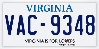 VA license plate VAC9348