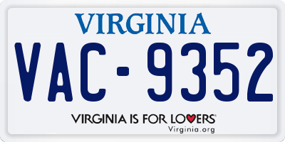 VA license plate VAC9352