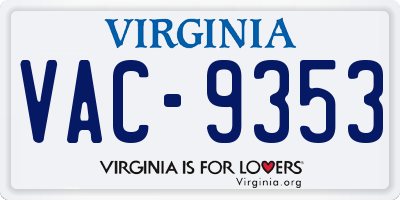 VA license plate VAC9353