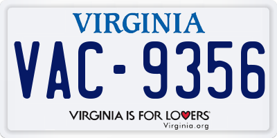VA license plate VAC9356