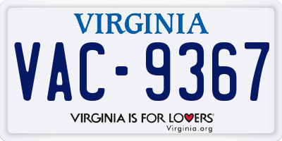 VA license plate VAC9367