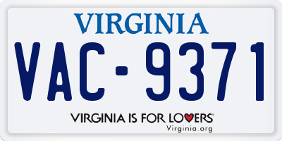 VA license plate VAC9371
