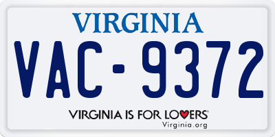 VA license plate VAC9372