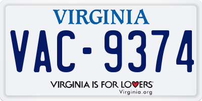 VA license plate VAC9374