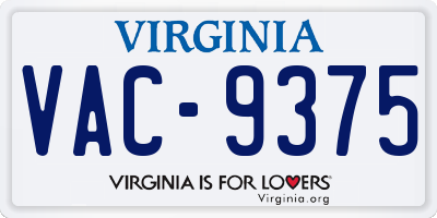 VA license plate VAC9375