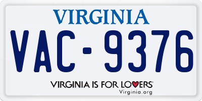VA license plate VAC9376