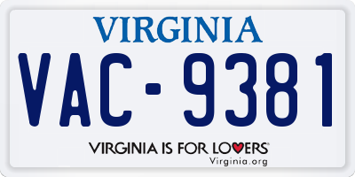 VA license plate VAC9381