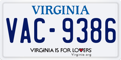 VA license plate VAC9386