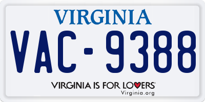 VA license plate VAC9388