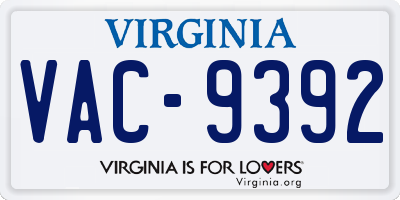 VA license plate VAC9392