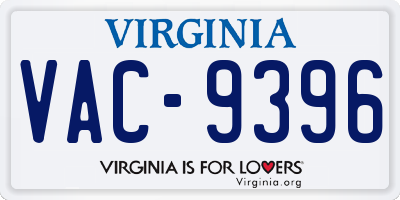 VA license plate VAC9396