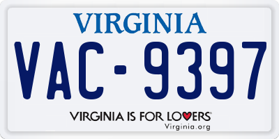 VA license plate VAC9397