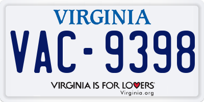 VA license plate VAC9398