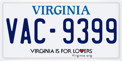 VA license plate VAC9399