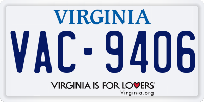 VA license plate VAC9406