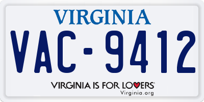 VA license plate VAC9412