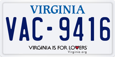 VA license plate VAC9416