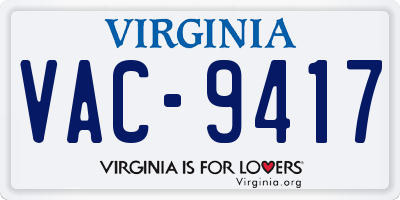 VA license plate VAC9417