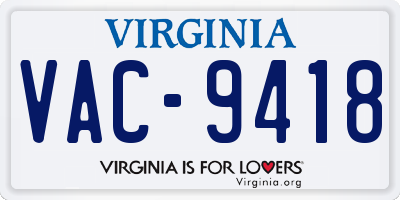VA license plate VAC9418