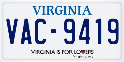VA license plate VAC9419