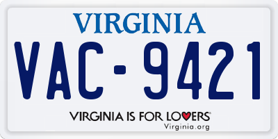 VA license plate VAC9421