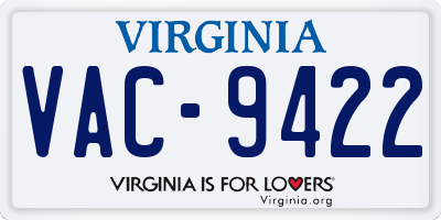 VA license plate VAC9422