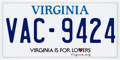 VA license plate VAC9424