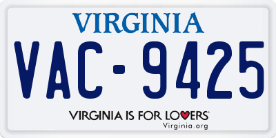 VA license plate VAC9425
