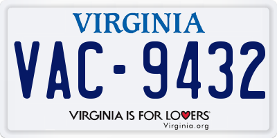 VA license plate VAC9432