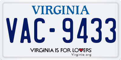 VA license plate VAC9433