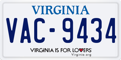 VA license plate VAC9434