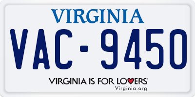 VA license plate VAC9450