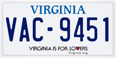 VA license plate VAC9451