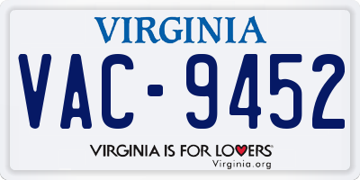 VA license plate VAC9452